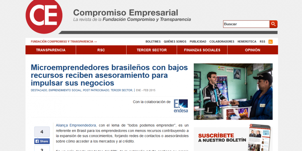 Aliança Empreendedora é tema de artigo publicado na Espanha em revista especializada sobre o Terceiro Setor