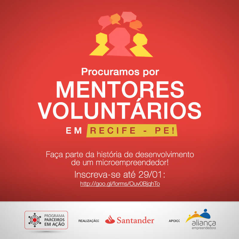 Quer ter uma experiência incrível e participar da história de desenvolvimento de um microempreendedor? O Programa Parceiros em Ação procura por mentores em Recife-PE!